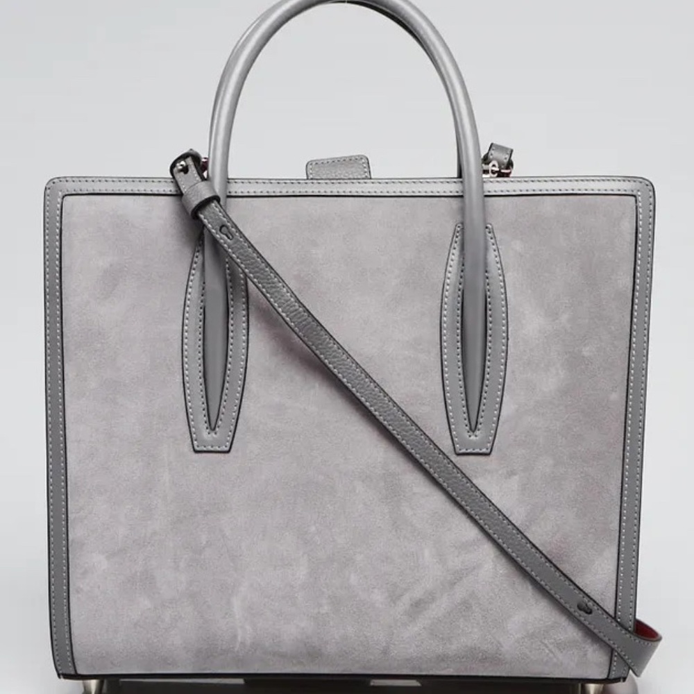 CHRISTIAN LOUBOUTIN Shadow Grain Leather And Suede Paloma Medium Spike Tote Bag